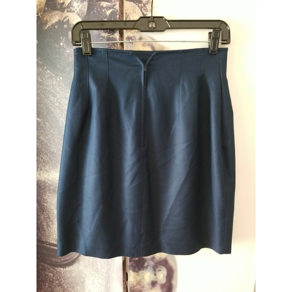 Henri Bendel Women's Silk Knee Length‎ Straight Pencil Skirt Size 12 Navy Blue - Picture 4 of 7